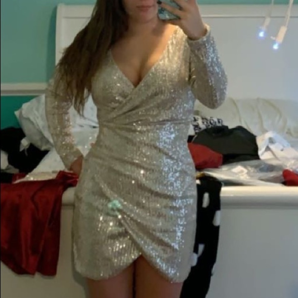 Long sleeve sparkly dress
